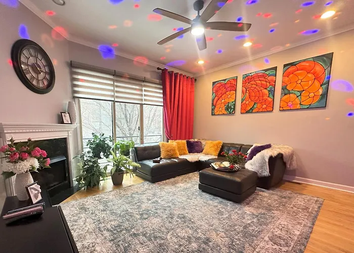 Art Downtown Fulton Market Entire 3 Bedroom Sleep10 Private Garage Roof Ev Tesla Casa vacanze *