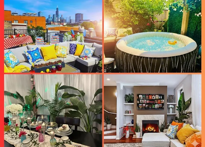 Casa vacanze Art Downtown Fulton Market Entire 3 Bedroom Sleep10 Private Garage Roof Ev Tesla Chicago